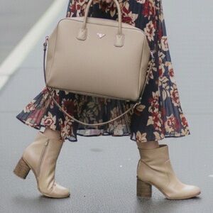 Korks Destiny Vegan Ankle Boots Cream Block Heel Zip | Women’s US 10 | NWB